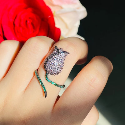 DuoRing -Two Tone Rose Flower Ring